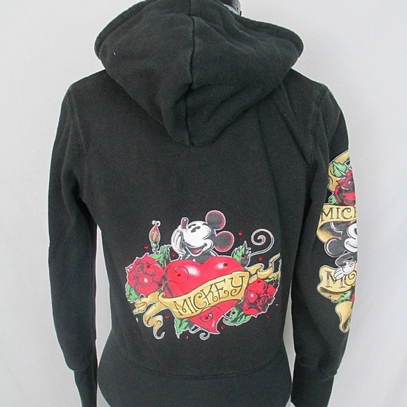 WALT DISNEY WORLD Black Zip Up Hoodie Hooded Sweatshirt M